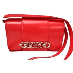 Givenchy Calfskin Infinity Flap Shoulder Crossbody Bag Leather Red w Dust bag